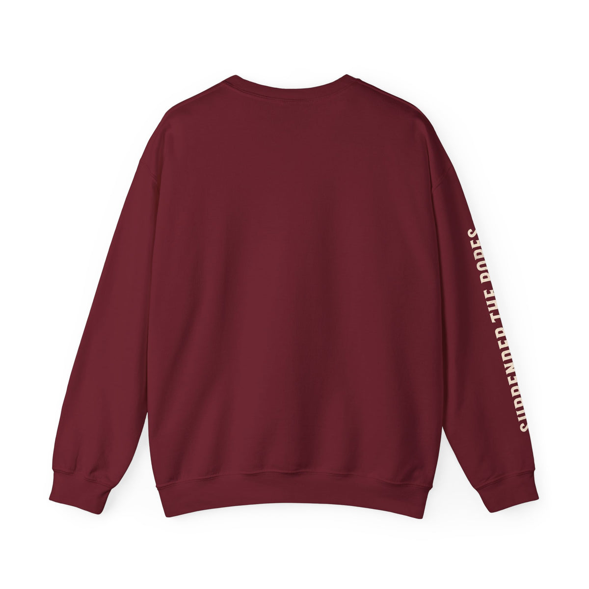 Faithful Citizens Apparel Men's Sweatshirt We wrangle not with flesh Bull illustration and sleeve text red