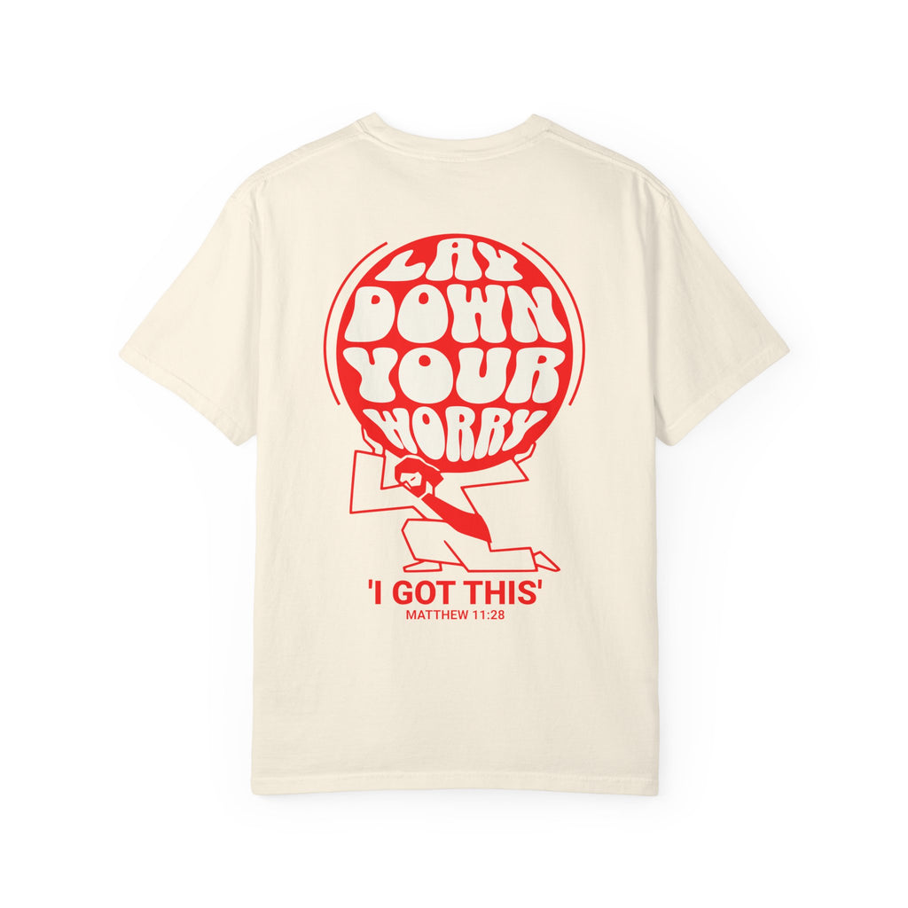 Faithful Citizens Apparel Co Men's T-shirt Lay Down Your Worry I got this Planet Illustration Matthew 11:28 Ivory
