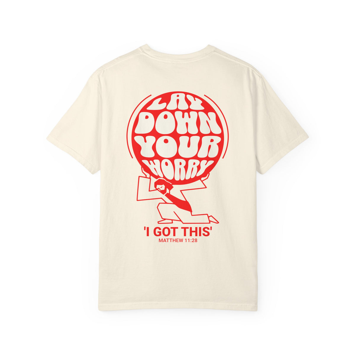 Faithful Citizens Apparel Co Men's T-shirt Lay Down Your Worry I got this Planet Illustration Matthew 11:28 Ivory