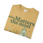 Faithful Citizens Apparel Co Women's T-shirt Joy and Jesus lettering Jesus and star illustration John 15:11 Mustard
