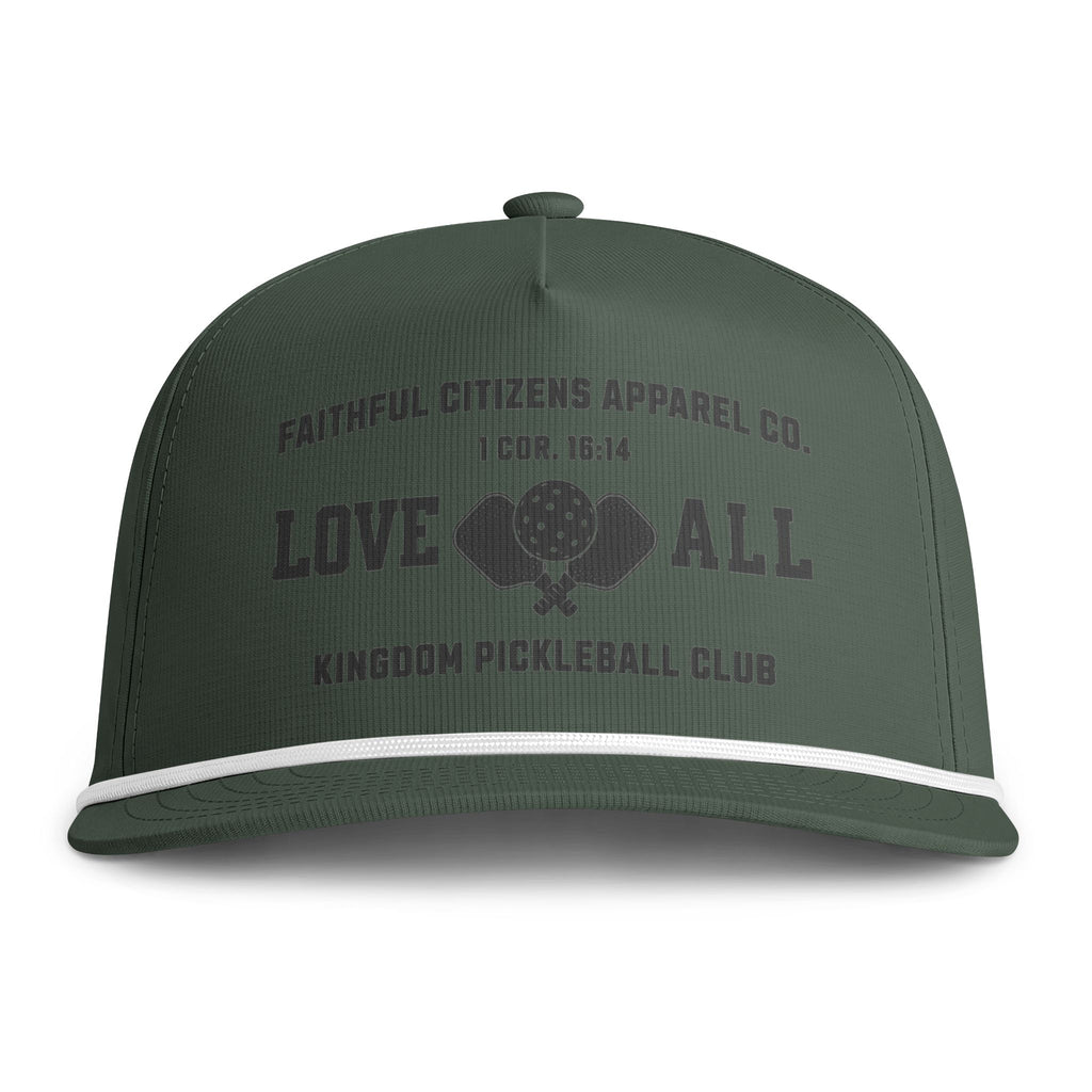 Faithful Citizens Apparel Co Unisex Performance Hat Love all Pickleball Illustration 1 Corinthians 16:14 Moss