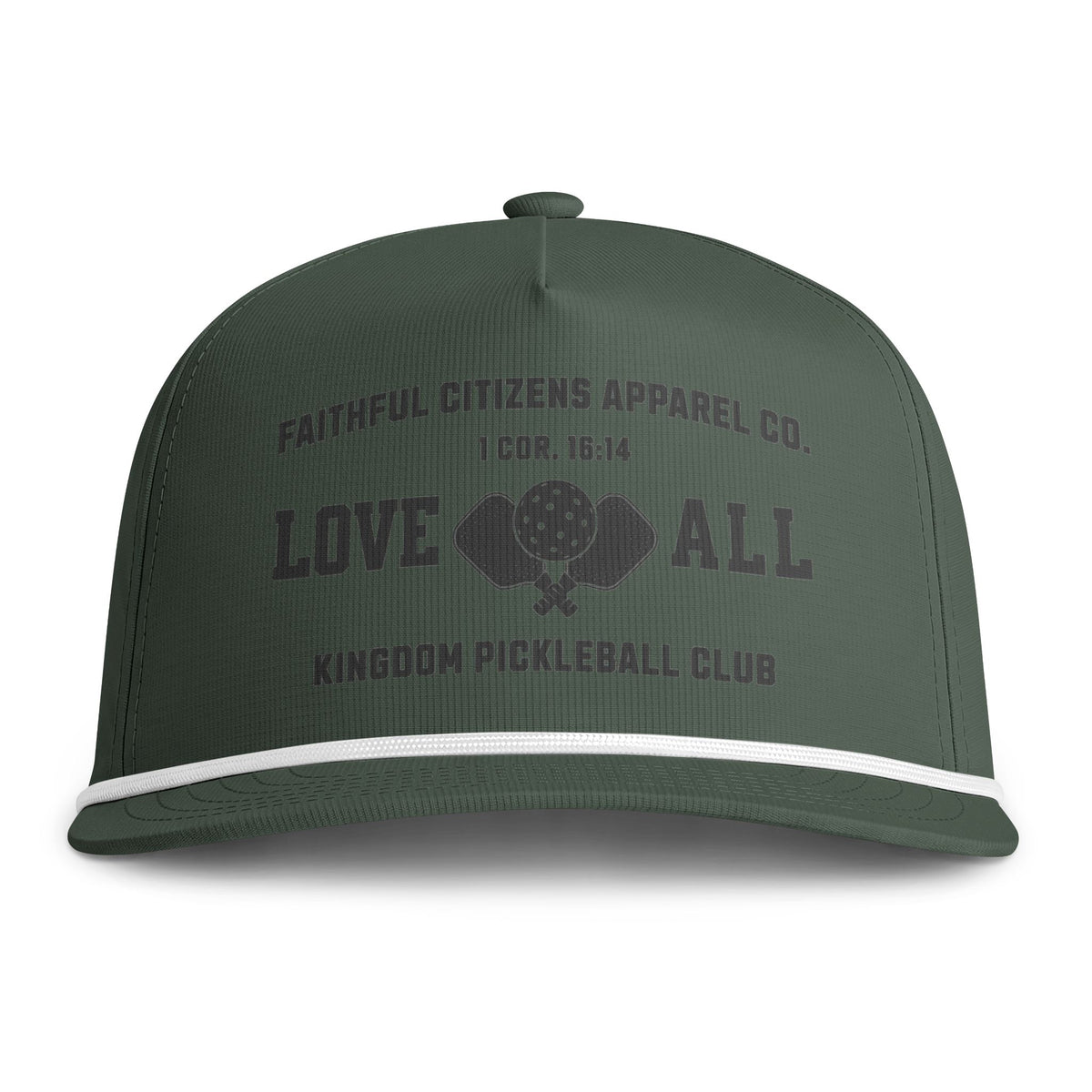 Faithful Citizens Apparel Co Unisex Performance Hat Love all Pickleball Illustration 1 Corinthians 16:14 Moss