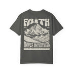 Faithful Citizens Apparel Co Women's T-shirt Faith moves mountains lettering Mountain illustration Matthew 17:20 Pepper