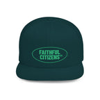 Faithful Citizens Apparel Co Unisex Embroidered Flat Bill Snapback Hat Logo Philippians 3:20 Spruce