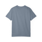 Faithful Citizens Apparel Co Men's T-shirt featuring a bold “Praise the King” lettering and a lion illustration Psalm 47:7 Blue Jean
