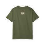 Faithful Citizens Apparel Co Men's T-shirt Worship the one true god with a praying hands graphic and gold lettering Deuteronomy 4:35 Hemp
