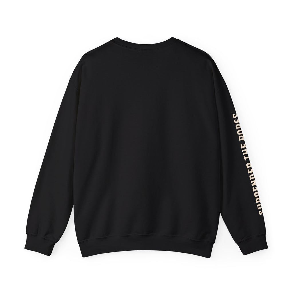 Faithful Citizens Apparel Men's Sweatshirt We wrangle not with flesh Bull illustration and sleeve text black