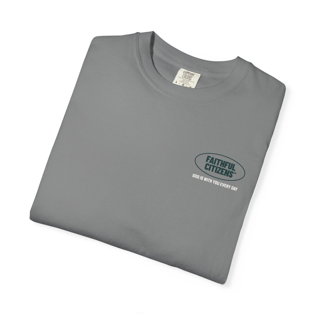Faithful Citizens Apparel Co Women's T-shirt Do Not Fear God is with you everyday Varsity style illustration Isaiah 41:10 Grey