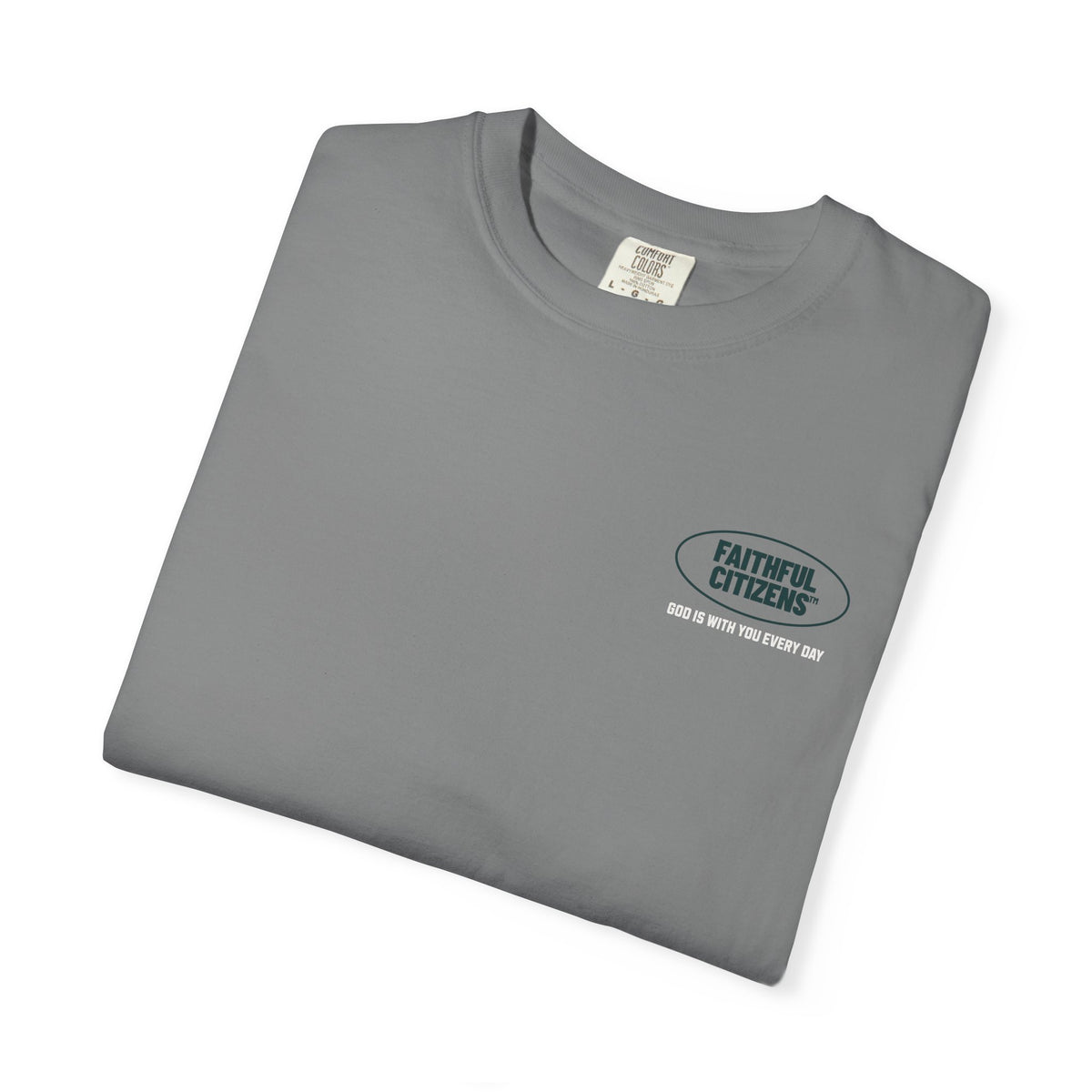 Faithful Citizens Apparel Co Women's T-shirt Do Not Fear God is with you everyday Varsity style illustration Isaiah 41:10 Grey