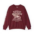 Faithful Citizens Apparel Men's Sweatshirt We wrangle not with flesh Bull illustration and sleeve text red