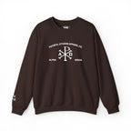 Faithful Citizens Apparel Co Men's Sweatshirt featuring an embroidered Alpha and Omega symbol Revelation 22:13 Dark Chocolate