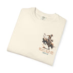 Faithful Citizens Apparel Co Men's T-shirt Endure, with biblical illustration and teal lettering James 1:12 Ivory