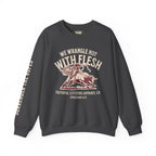Faithful Citizens Apparel Men's Sweatshirt We wrangle not with flesh Bull illustration and sleeve text grey