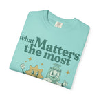 Faithful Citizens Apparel Co Women's T-shirt Joy and Jesus lettering Jesus and star illustration John 15:11 Chalky Mint