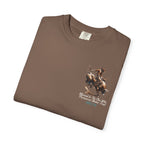 Faithful Citizens Apparel Co Men's T-shirt Endure, with biblical illustration and teal lettering James 1:12 Espresso