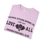 Faithful Citizens Apparel Co Women's T-shirt Love All Lettering Pickleball illustration 1 Corinthians 16:14 Orchid
