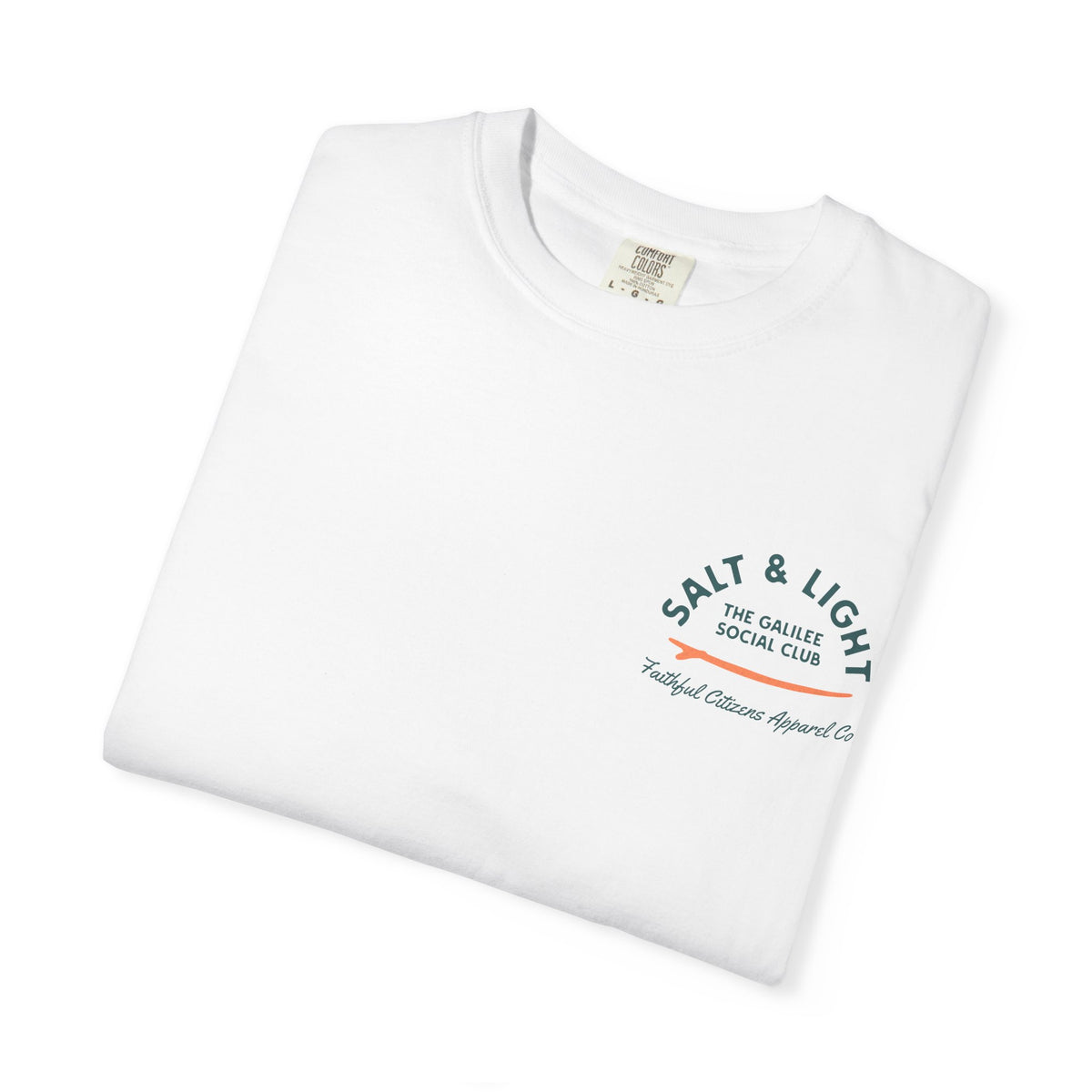 Faithful Citizens Apparel Men's T-shirt Salt and Light of the earth lettering Sun and wave Illustration white