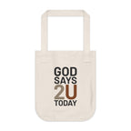 Faithful Citizens Apparel Co Unisex Tote Bag God says 2U today QR code Digital Ministry Natural