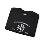 Faithful Citizens Apparel Co Men's Sweatshirt featuring an embroidered Alpha and Omega symbol Revelation 22:13 Black