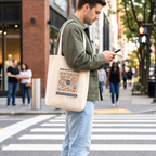 Faithful Citizens Apparel Co Unisex Tote Bag God says 2U today QR code Digital Ministry Natural