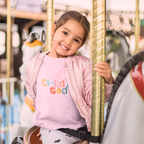 Faithful Citizens Apparel Co Unisex Kids Graphic Tee Child of God Rainbow illustration 1 John 3:1 Blossom