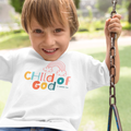 Faithful Citizens Apparel Co Unisex Kids Graphic Tee Child of God Rainbow illustration 1 John 3:1 White