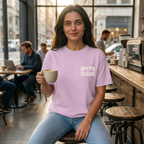 Faithful Citizens Apparel Co Women's T-shirt Faith moves mountains lettering Mountain illustration Matthew 17:20 Orchid