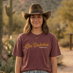 Faithful Citizens Apparel Co Women's T-shirt Bold and Brave lettering Western Illustration Joshua 1:9 Brick