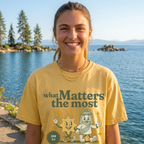Faithful Citizens Apparel Co Women's T-shirt Joy and Jesus lettering Jesus and star illustration John 15:11 Mustard