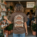 Faithful Citizens Apparel Co Women's T-shirt Faithful over Fearful Trust Jesus always lettering Isaiah 41:10 Espresso