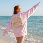 Faithful Citizens Apparel Co Women's Sweatshirt Faithful Over Fearful lettering Flower illustrations Isaiah 41:10 Light Pink