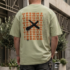 Faithful Citizens Apparel Co Men's T-shirt featuring a large cross and “Yeshua” lettering Matthew 1:21 Pistachio