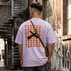 Faithful Citizens Apparel Co Men's T-shirt featuring a large cross and “Yeshua” lettering Matthew 1:21 Orchid