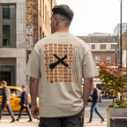 Faithful Citizens Apparel Co Men's T-shirt featuring a large cross and “Yeshua” lettering Matthew 1:21 Ecru