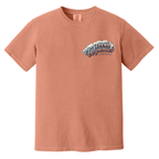 Faithful Citizens Apparel Co Men's T-shirt featuring Jesus surfing waves graphic and colorful lettering Mark 4:41 Yam