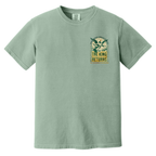 Faithful Citizens Apparel Co Men's T-shirt The king returns A flying Jesus illustration and green lettering Philippians 2:10-11 Bay