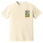 Faithful Citizens Apparel Co Men's T-shirt The king returns A flying Jesus illustration and green lettering Philippians 2:10-11 Ivory