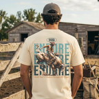 Faithful Citizens Apparel Co Men's T-shirt Endure, with biblical illustration and teal lettering James 1:12 Ivory