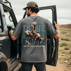 Faithful Citizens Apparel Co Men's T-shirt Endure, with biblical illustration and teal lettering James 1:12 Pepper