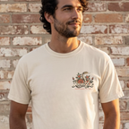 Faithful Citizens Apparel Co Men's T-shirt Beyond the Bloom snake and flower design Proverbs 31:30 Ivory