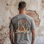 Faithful Citizens Apparel Co Men's T-shirt Beyond the Bloom snake and flower design Proverbs 31:30 grey