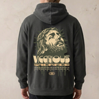 Faithful Citizens Apparel Co Men's Hoodie with a Jesus portrait and “Vicarious Sacrifice” lettering John 3:16 Pepper