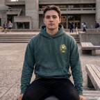 Faithful Citizens Apparel Co Men's Hoodie with a Jesus portrait and “Vicarious Sacrifice” lettering John 3:16 Blue Spruce