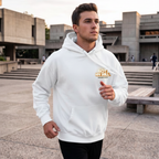 Faithful Citizens Apparel Co Men's Hoodie featuring Jesus with a crown of thorns graphic and “Not My Will” lettering Matthew 26:39 White