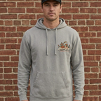 Faithful Citizens Apparel Co Men's Hoodie Beyond the bloom featuring a snake and floral illustration and “Deceitful” lettering Proverbs 31:30 Grey