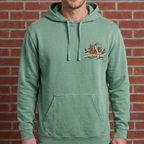 Faithful Citizens Apparel Co Men's Hoodie Beyond the bloom featuring a snake and floral illustration and “Deceitful” lettering Proverbs 31:30 Light Green
