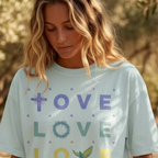 Faithful Citizens Apparel Co Women's T-Shirt God´s Love Colorful Love lettering and illustrations 1 John 4:16 Chambray