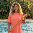 Faithful Citizens Apparel Co Women's T-shirt Divine Peace surpasses all understanding Tropical illustration Philippians 4:7 Bright Salmon