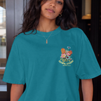 Faithful Citizens Apparel Co Women T-shirt Blooming and Growing Floral Illustration Hosea 14:5-6 Topaz Blue