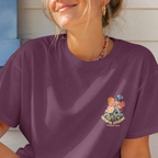 Faithful Citizens Apparel Co Women T-shirt Blooming and Growing Floral Illustration Hosea 14:5-6 Berry